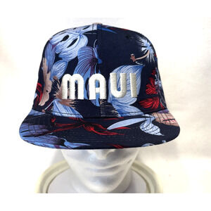 Hawaiian Headgear Maui Floral Print Snapback Hat Multi Color Size Adjustable NWT